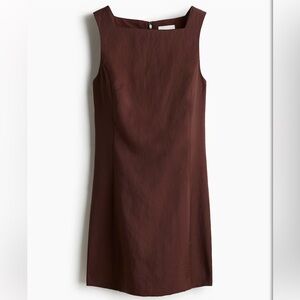 Brown Square Neck Twill Dress | H&M